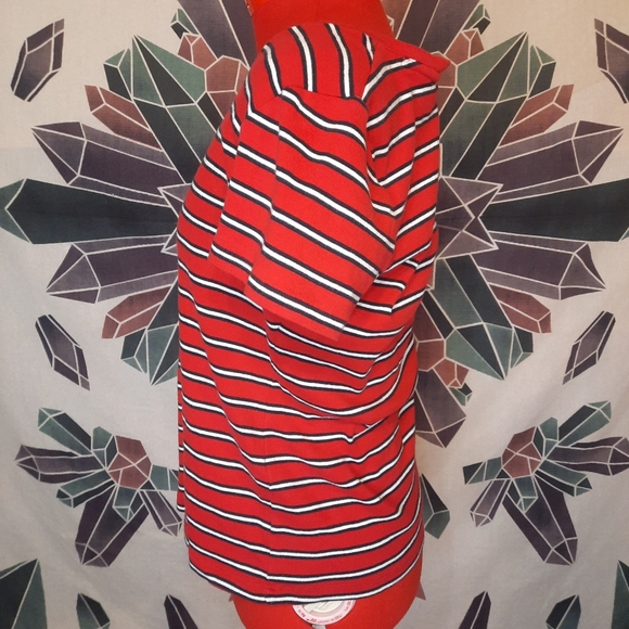 Tommy Hilfiger V-neck Striped Shirt embroidered icon size large - Picture 2 of 8